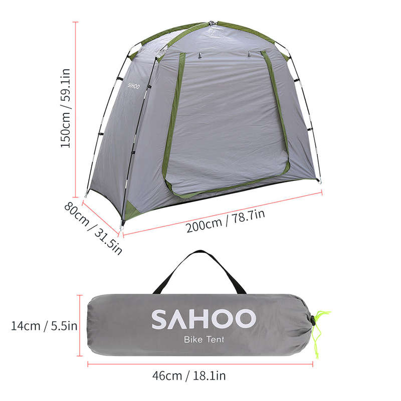 Waterproof Outdoor Bicycle Storage Shed Bike Tent Silver Coated Polyester Bike Shelter Space