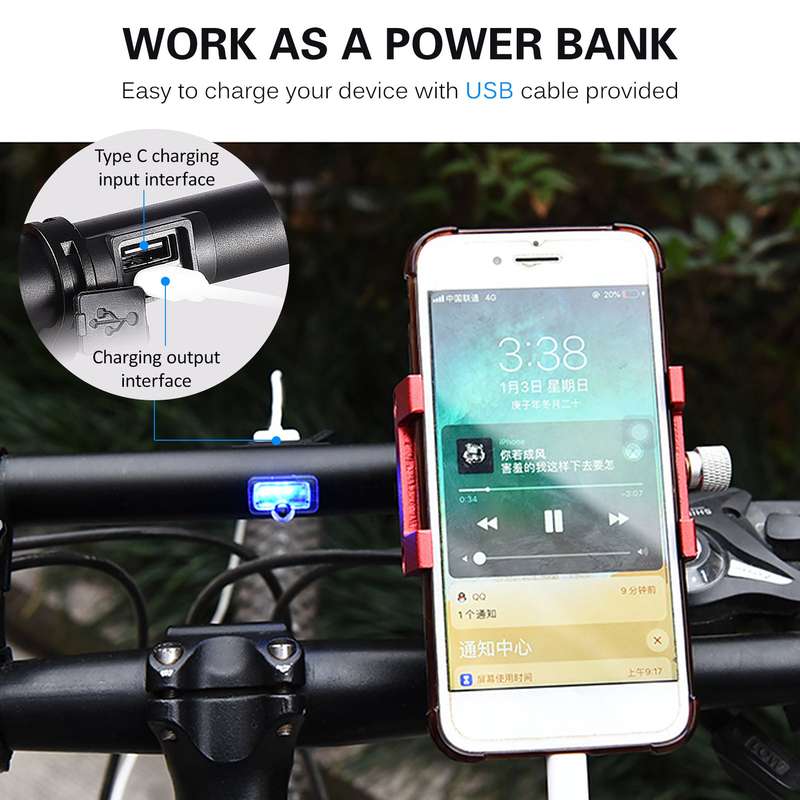Bicycle Handlebar Extended Bracket USB Charging Power Bank Bike Front Light Mount Bar Holder
