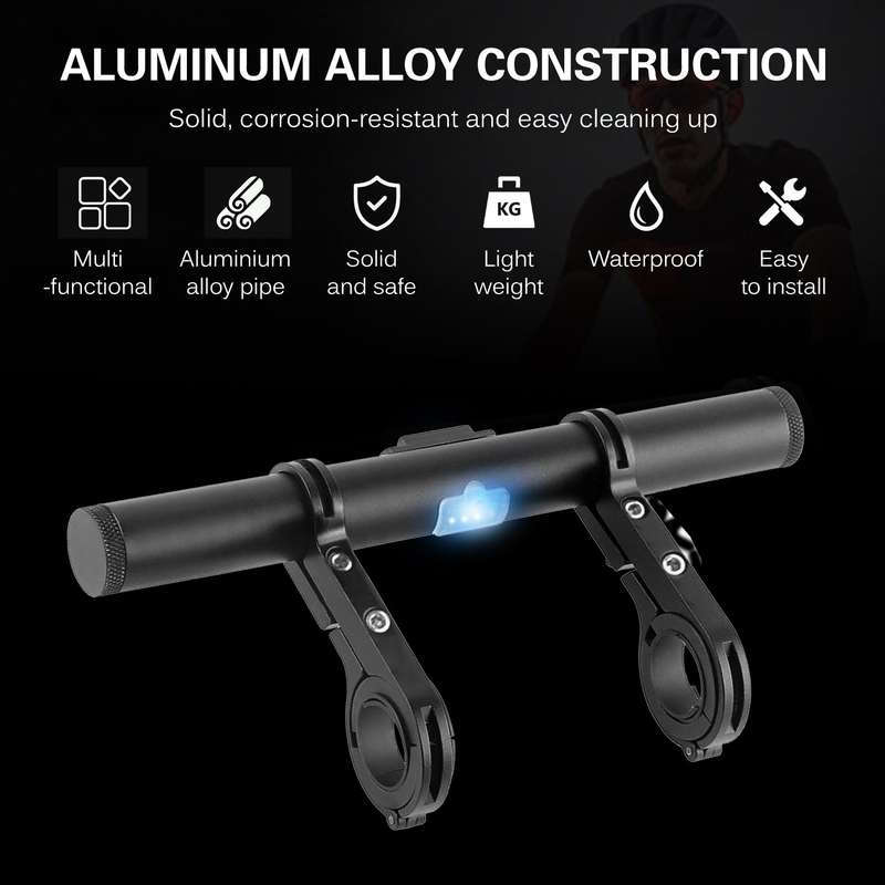 Bicycle Handlebar Extended Bracket USB Charging Power Bank Bike Front Light Mount Bar Holder