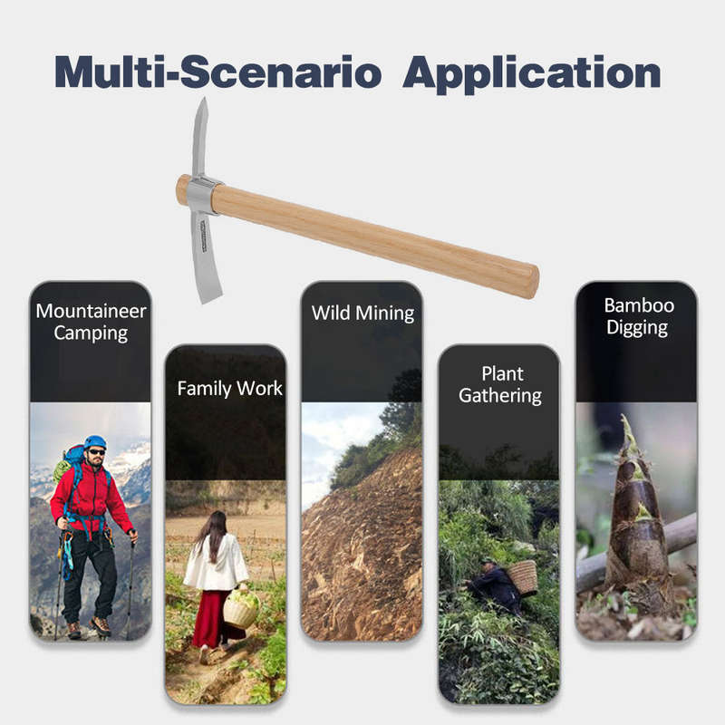 Outdoor Camping Multifunctional Pickaxe Hoe Heavy Duty Stainless Steel Pick Axe Hand Hoe with