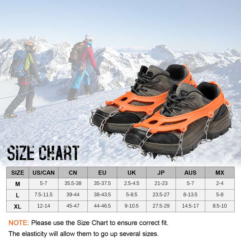 Traction Cleats with 24 Non-slip Spikes Snow Shoes Men Women Antiskid Shoes Climbing Crampons