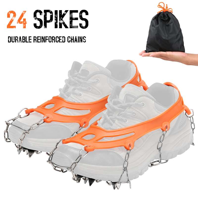 Traction Cleats with 24 Non-slip Spikes Snow Shoes Men Women Antiskid Shoes Climbing Crampons