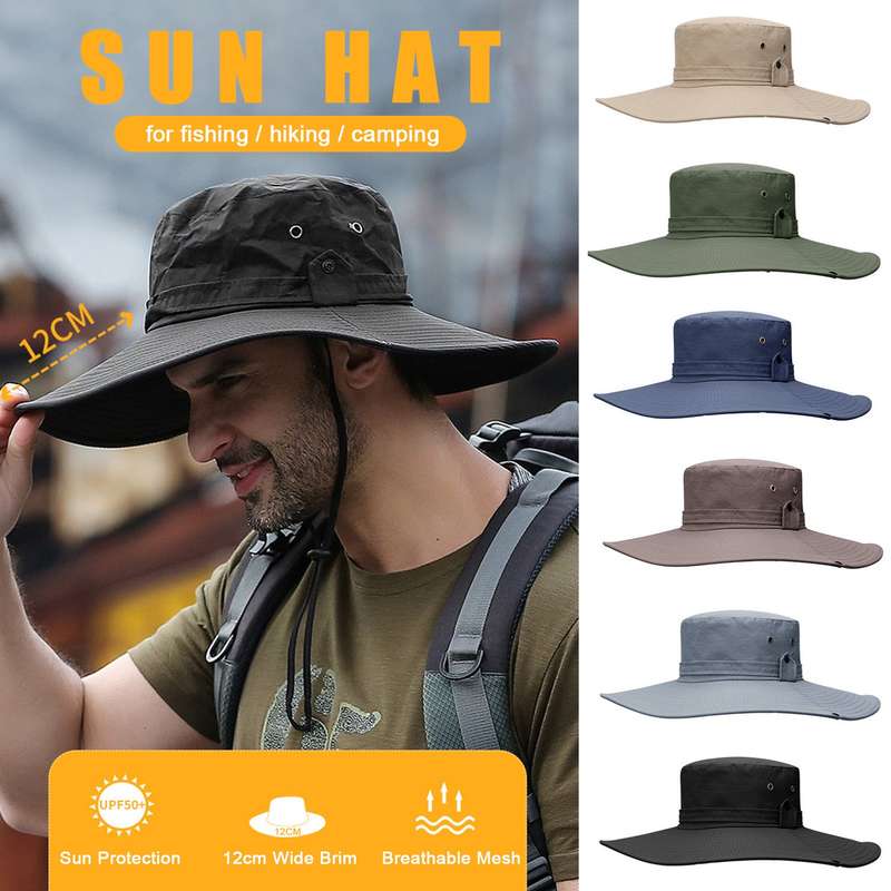 Sun Hat Wide Brim UV Protection Foldable Bucket Hat for Fishing Hiking Camping 12CM Brim