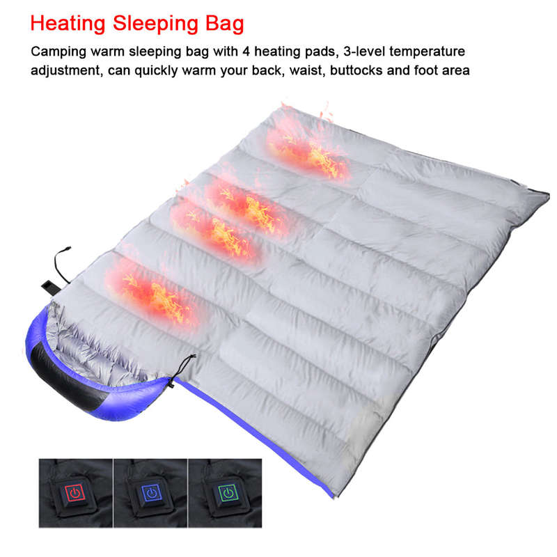 Heated Sleeping Bag for Adults USB Powered Heating Pad Waterproof Camping Warm Sleeping Bag w