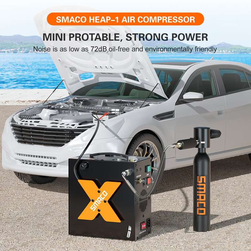 Scuba Tank Electric Pump Auto-Stop Air Compressor Oil-Free by Car 12V DC Or Home 110V AC