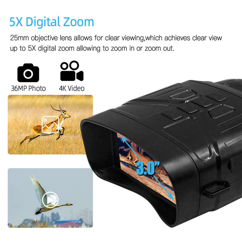 4K 36MP Infrared Night Vision Binoculars 5X Digital Zoom Night Vision Device Take Photos and