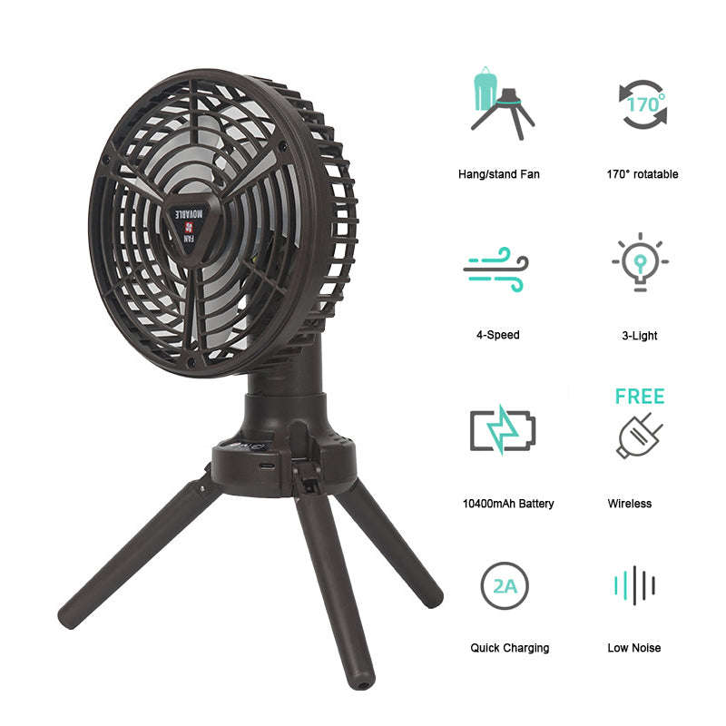 Camping Fans for Tents 10400mAh USB Rechargeable Battery Operated Fans with LED Lantern Foldi