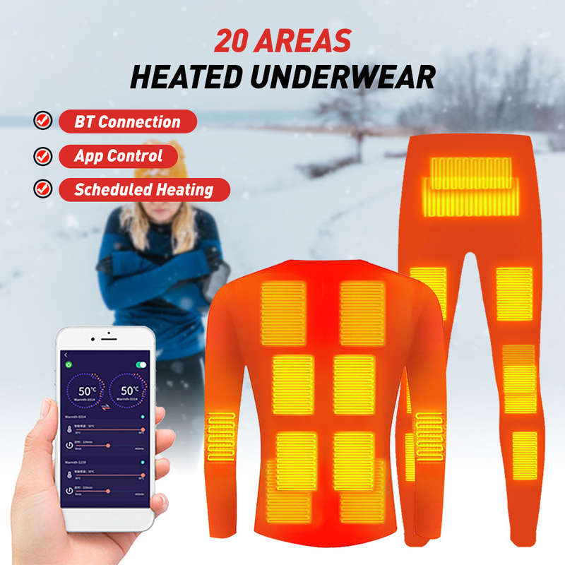 Heated Underwear for Men and Women Winter Warm 20 Areas Electric USB Heated Heating Shirt and