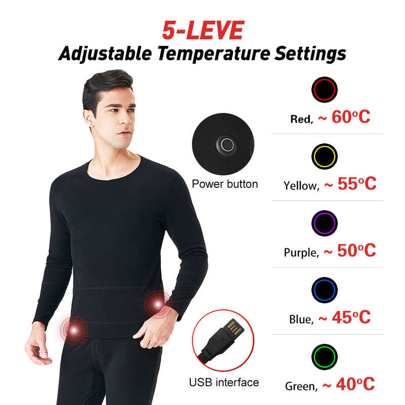 Heated Underwear for Men and Women Winter Warm 20 Areas Electric USB Heated Heating Shirt and