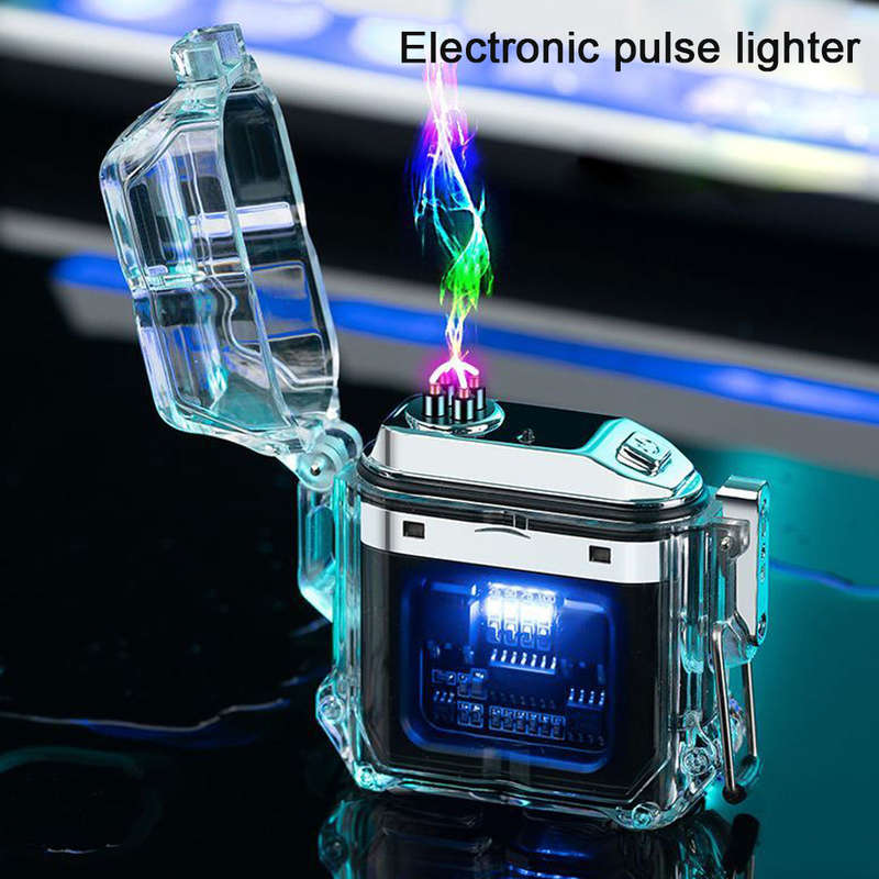 Electric Lighter Double Arc Electronic Pulse Lighter Windproof & Waterproof Rechargeable Flam