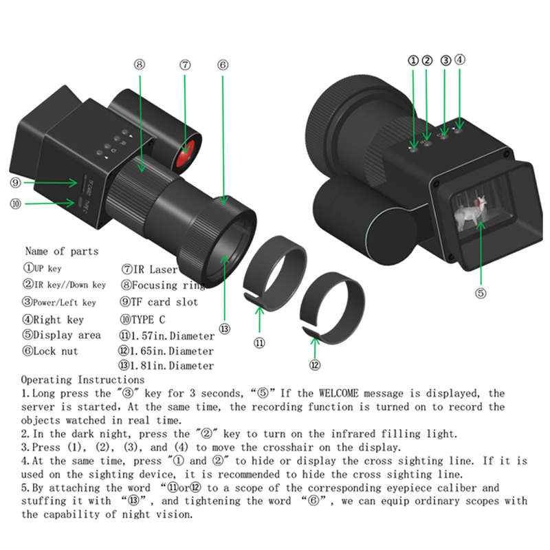 1080P Portable Night-Visions Device Day Night Use 350m Photo Taking Video Recording Infrared