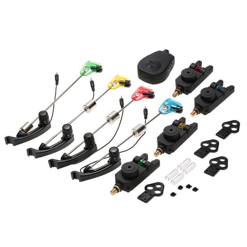 Lixada Wireless Fishing Bite Alarms Set Digital Fishing Alarm Kit 1 Receiver Plus 4 Alarms Fo