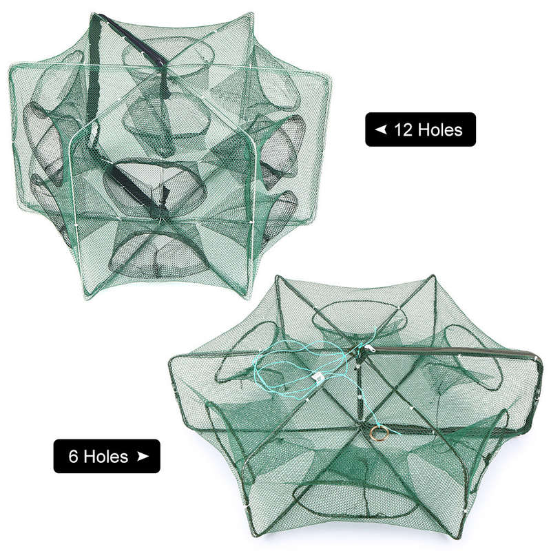 Foldable Fishing Net Hexagon 6 Hole Fishing Net Shrimp Cage Trap Minnow Crab Baits Mesh Trap