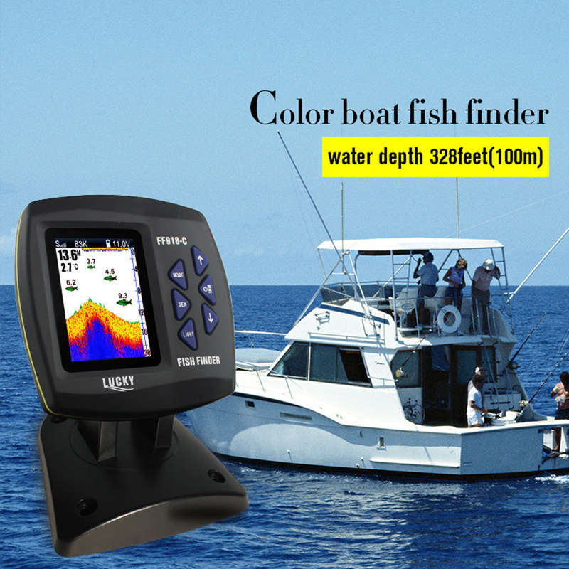 LUCKY FF918-C100DS Color Screen Wired Fish Finder Dual Frequency 328ft/100m Water Depth Boat