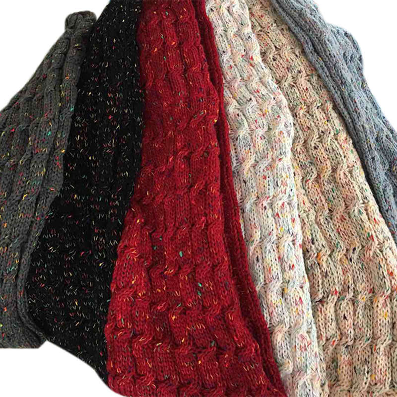 Winter Ribbed Knitted Scarf Thick Warm Wool Cashmere Circle Loop Ring Scarves Stylish Neck Wa