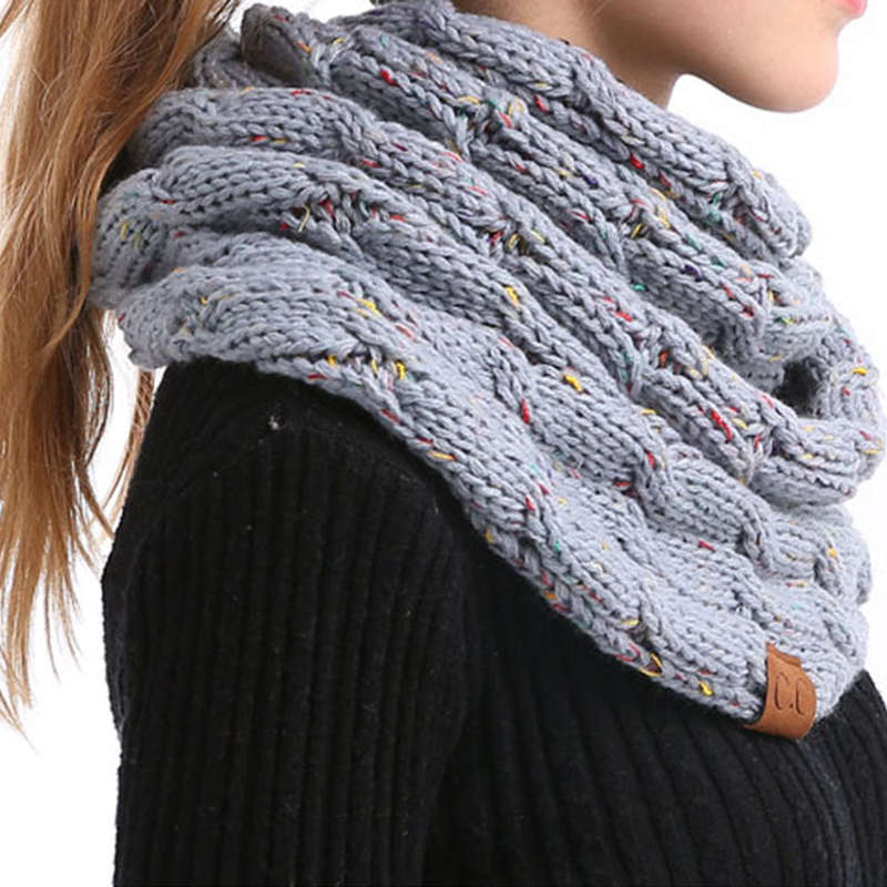 Winter Ribbed Knitted Scarf Thick Warm Wool Cashmere Circle Loop Ring Scarves Stylish Neck Wa