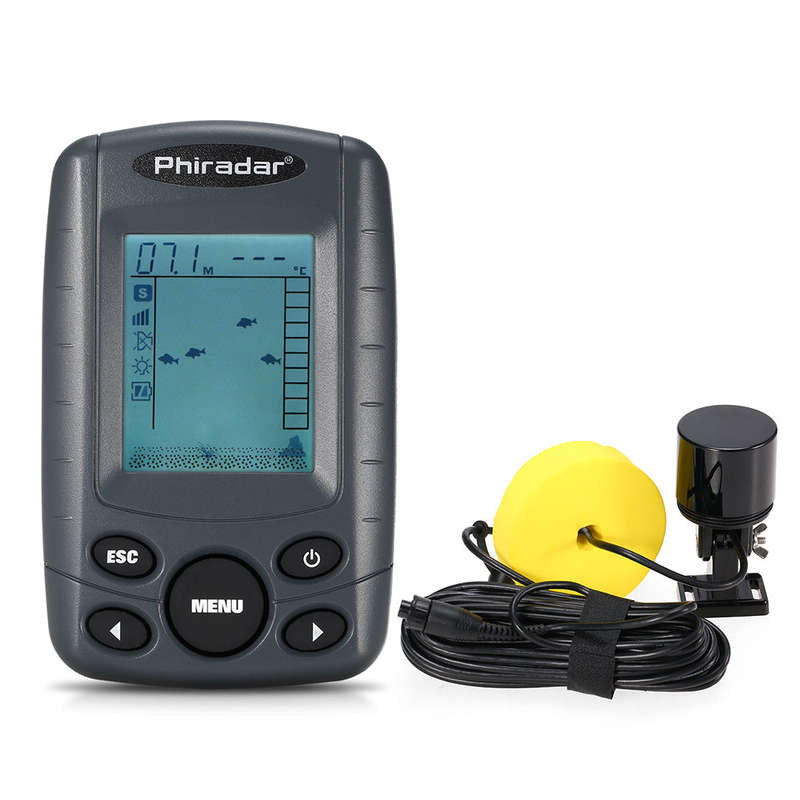 Portable 2.4 Inch LCD Fish Finder 240FT Depth Range Fishing Finder with Wired Sonar Sensor Tr