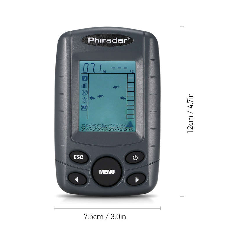 Portable 2.4 Inch LCD Fish Finder 240FT Depth Range Fishing Finder with Wired Sonar Sensor Tr