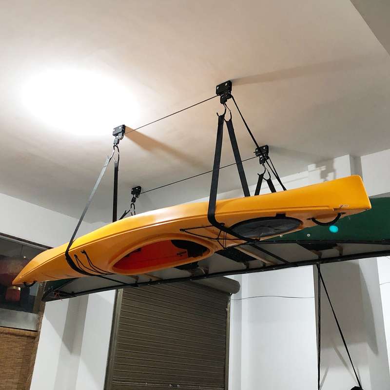 Kayak Lift with Hanging Pulley System Kayak Ceiling Rack Garage Ceiling Mount for Bicycle Pad