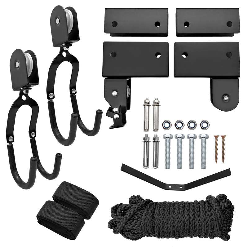 Kayak Lift with Hanging Pulley System Kayak Ceiling Rack Garage Ceiling Mount for Bicycle Pad