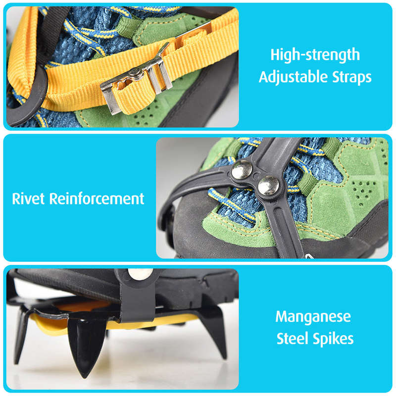 10 Teeth Crampons Traction Cleats Winter Snow Boot Shoe Covers Ice Snow Grips for Hiking Ice