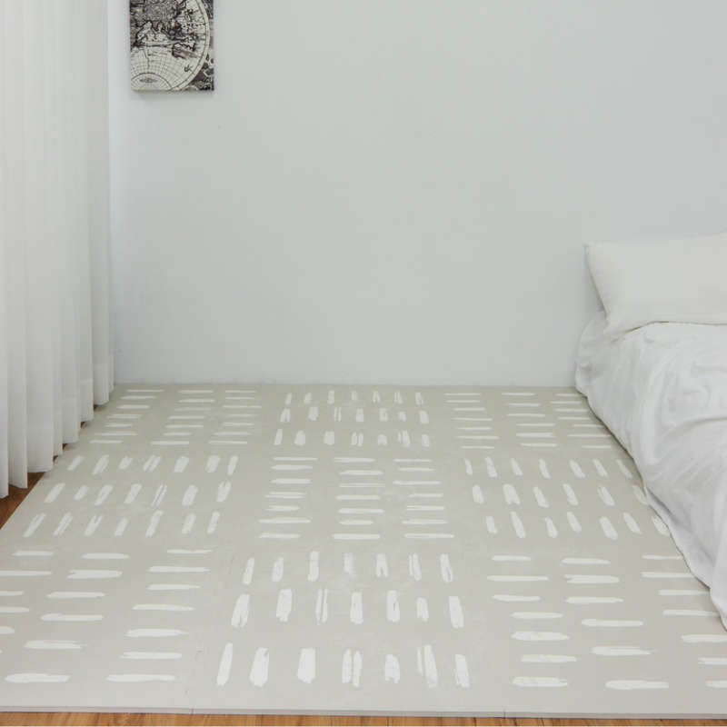EVA Foam Baby play mat Beige with White stripes