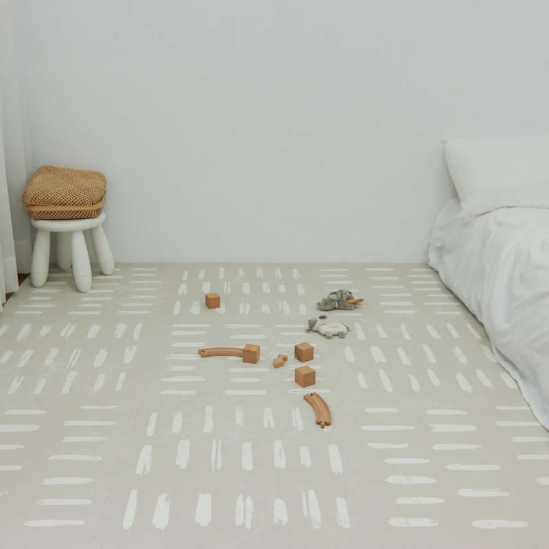 EVA Foam Baby play mat Beige with White stripes