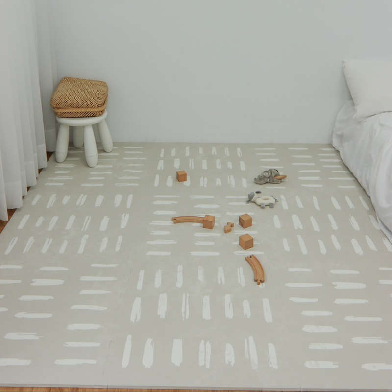 EVA Foam Baby play mat Beige with White stripes