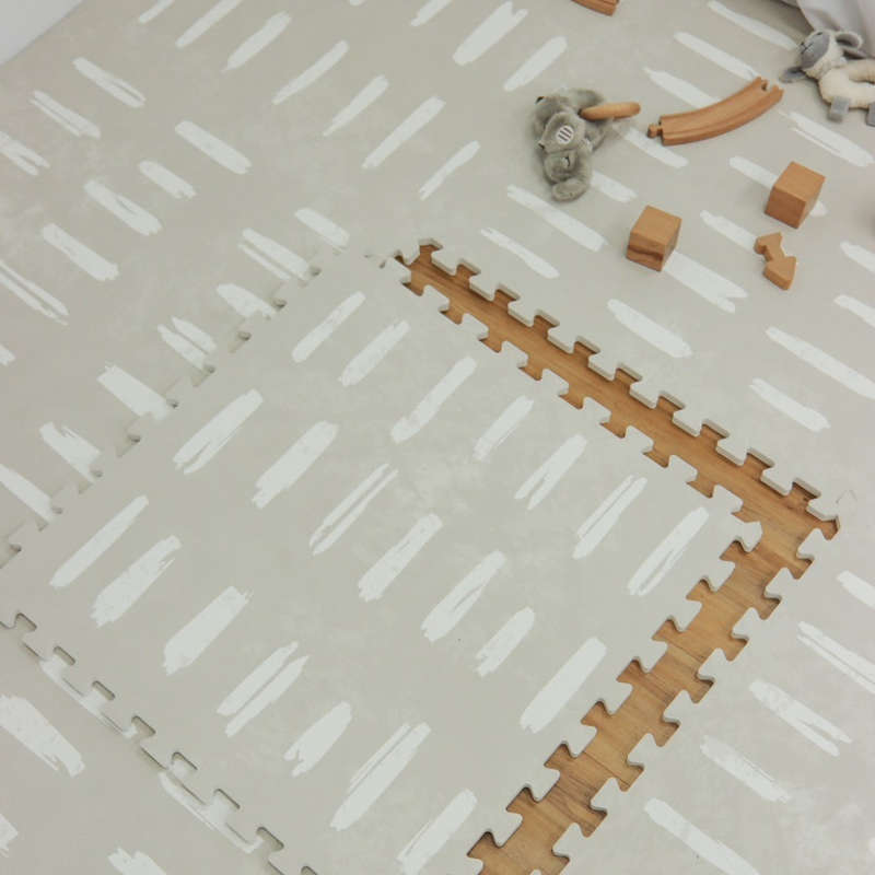 EVA Foam Baby play mat Beige with White stripes