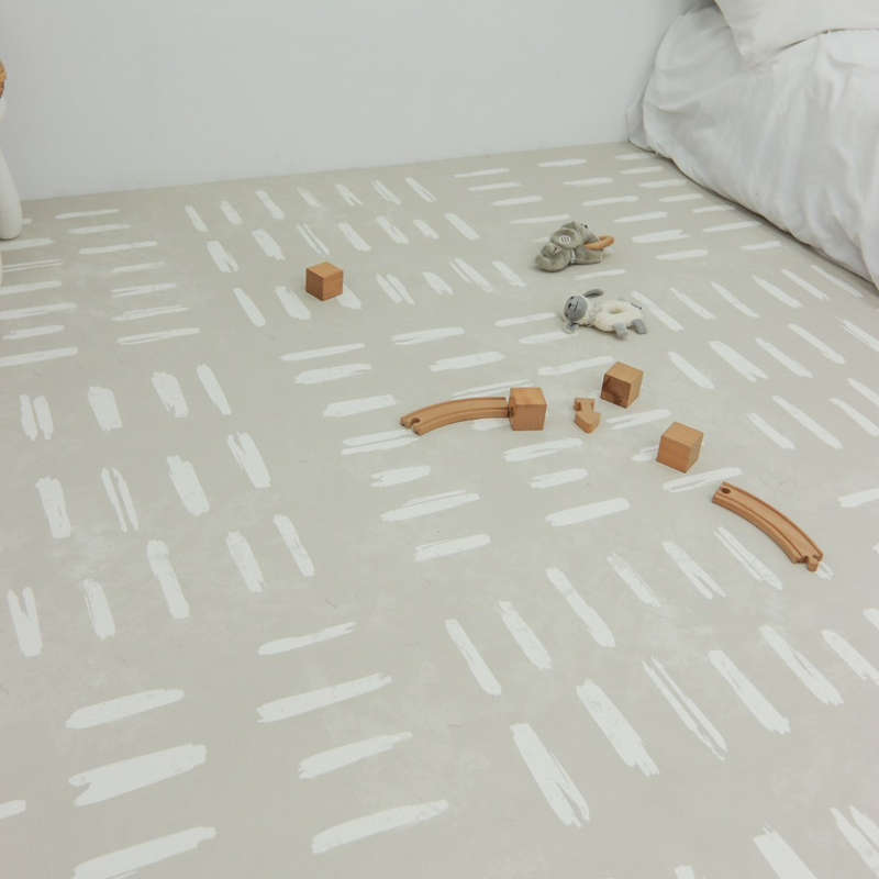 EVA Foam Baby play mat Beige with White stripes