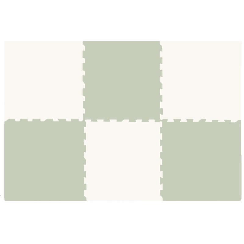 EVA Foam baby play mat Sage Green and Ivory