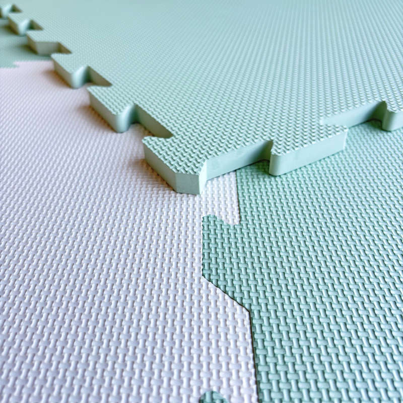 EVA Foam baby play mat Sage Green and Ivory