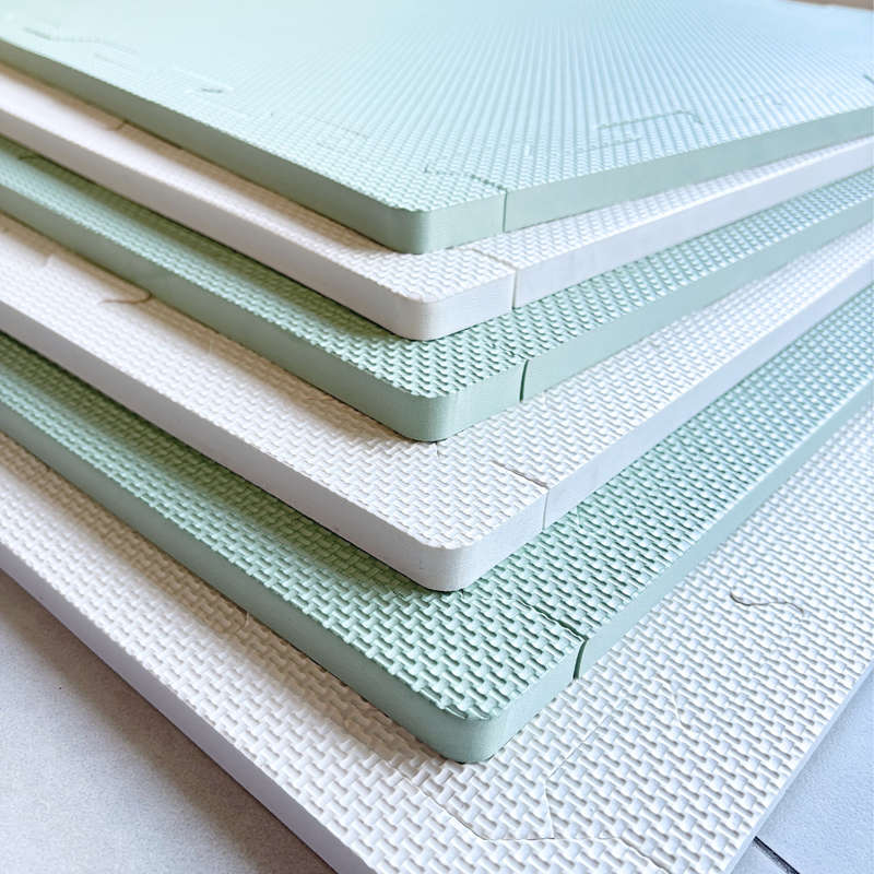 EVA Foam baby play mat Sage Green and Ivory