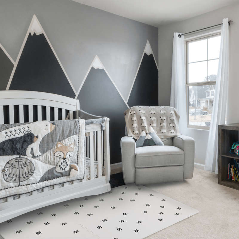 EVA Foam Baby Play Mat - White with Black Stripes