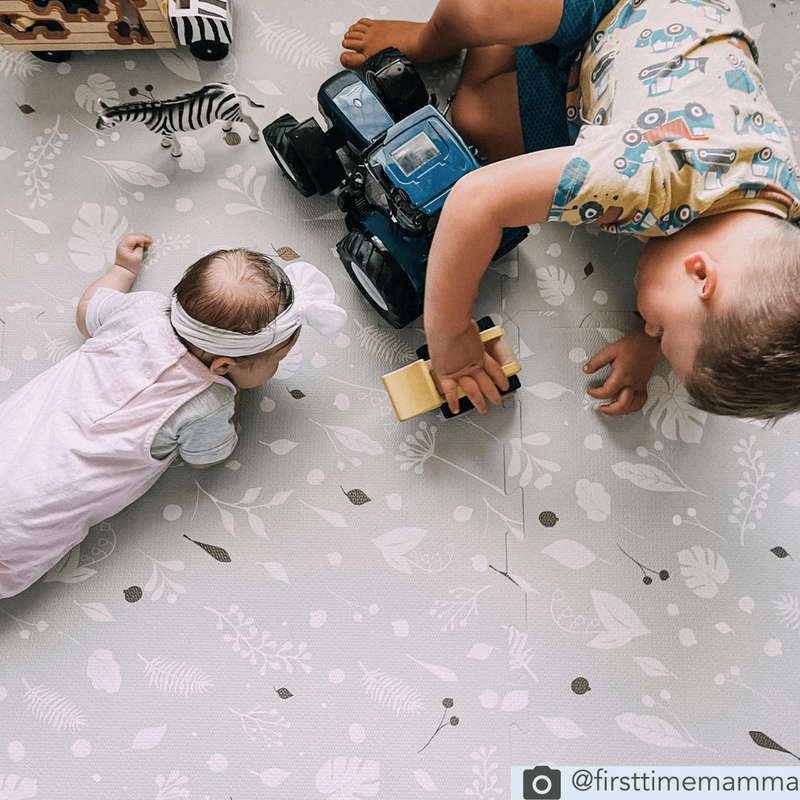 EVA Foam Baby Play Mat - Metallic Garden - Grey