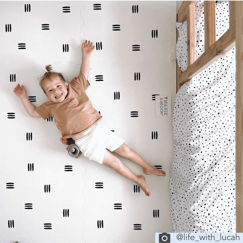 EVA Foam Baby Play Mat - White with Black Stripes