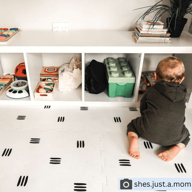 EVA Foam Baby Play Mat - White with Black Stripes