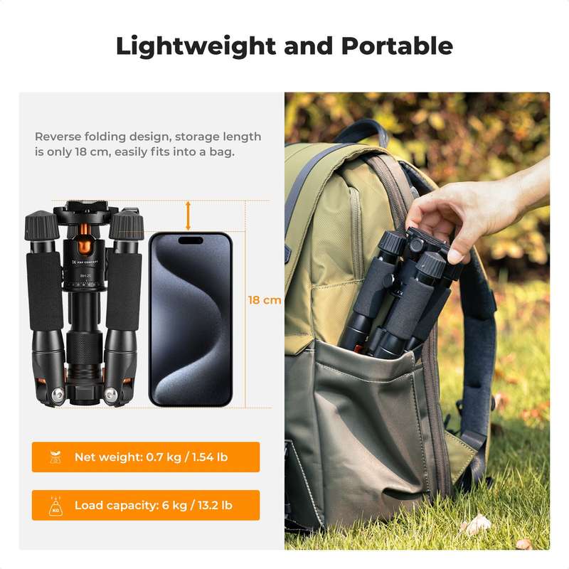 K&F Concept Smart Series Portable Mini Desktop Tripod S225A1 with BH-25 Head