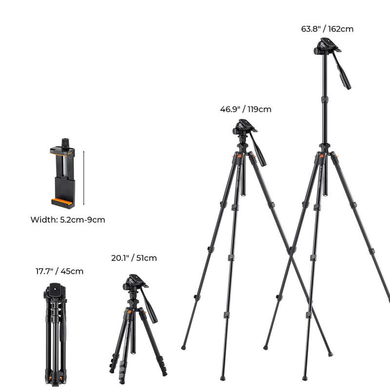 K&F Concept PRO K234A0 Magnalium Tripod for Camera, Mobile Phone & Video  KF09.115