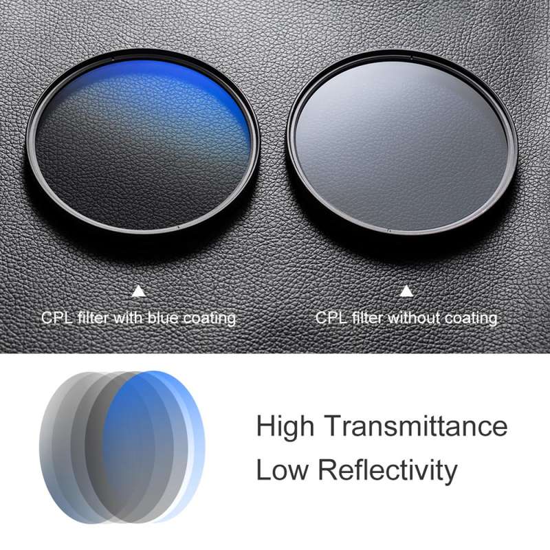 K&F Concept PRO 77mm Classic Series Slim Blue Multi Coated Circular Polariser (CPL) filter - KF01...