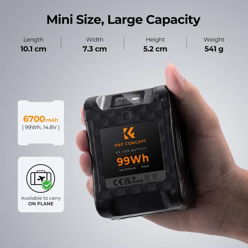 K&F Concept 6700mAh Mini V Mount Battery with 65W USB-C Fast Charger Support
