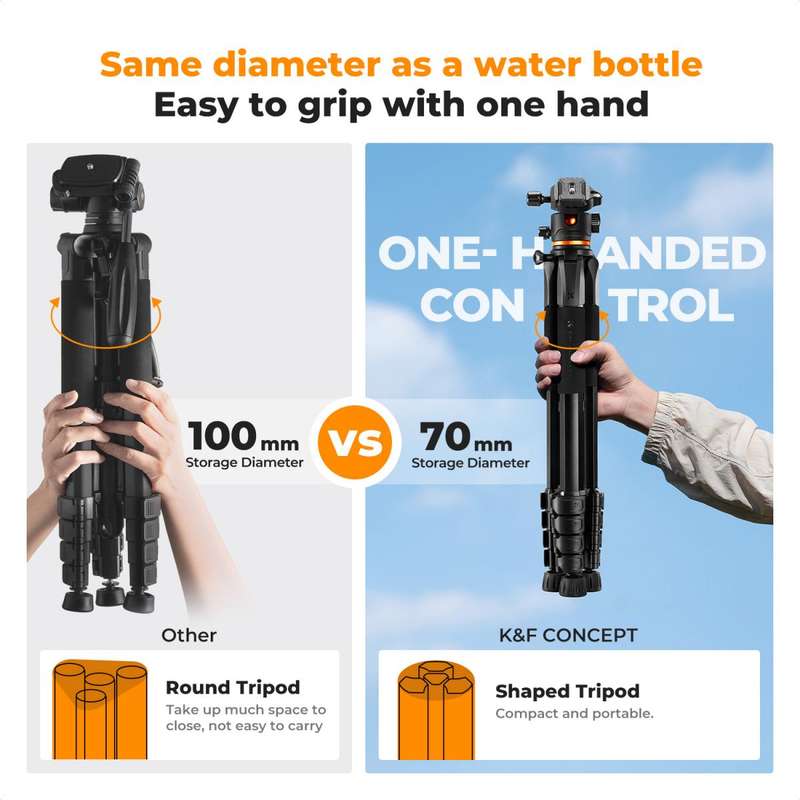 K&F Concept Smart Lightweight Camera & Phone Tripod | Ultimate Stability 8kg Load Capacity  S2...