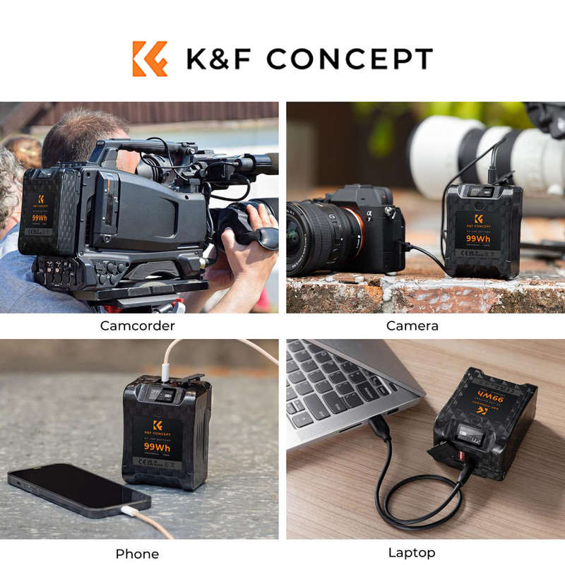 K&F Concept 6700mAh Mini V Mount Battery with 65W USB-C Fast Charger Support