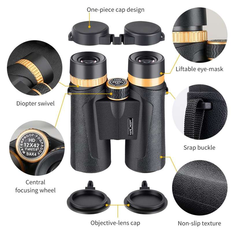 K&F Concept 12x42 BAK4 Binoculars German Schott AG Superior Optics-KF33-011