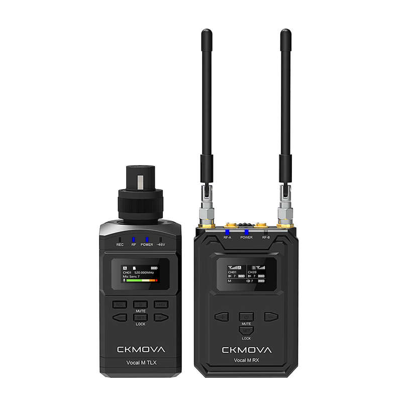 CKMOVA UHF Dual-Channel Wireless Mic System 2 X Transmitters with Audio Recorders & 1X Receiver V...