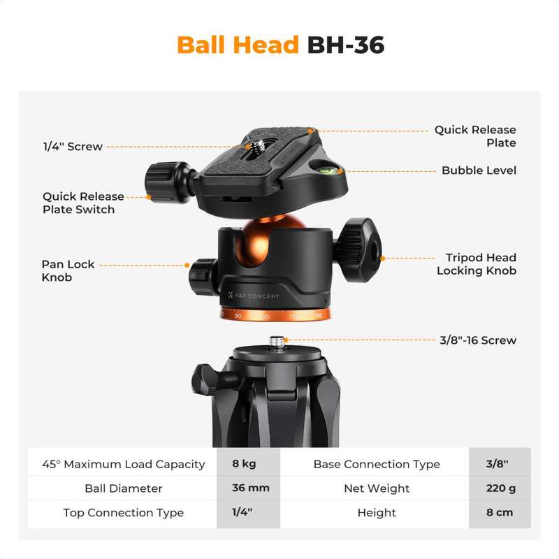 K&F Concept Smart Lightweight Camera & Phone Tripod | Ultimate Stability 8kg Load Capacity  S2...