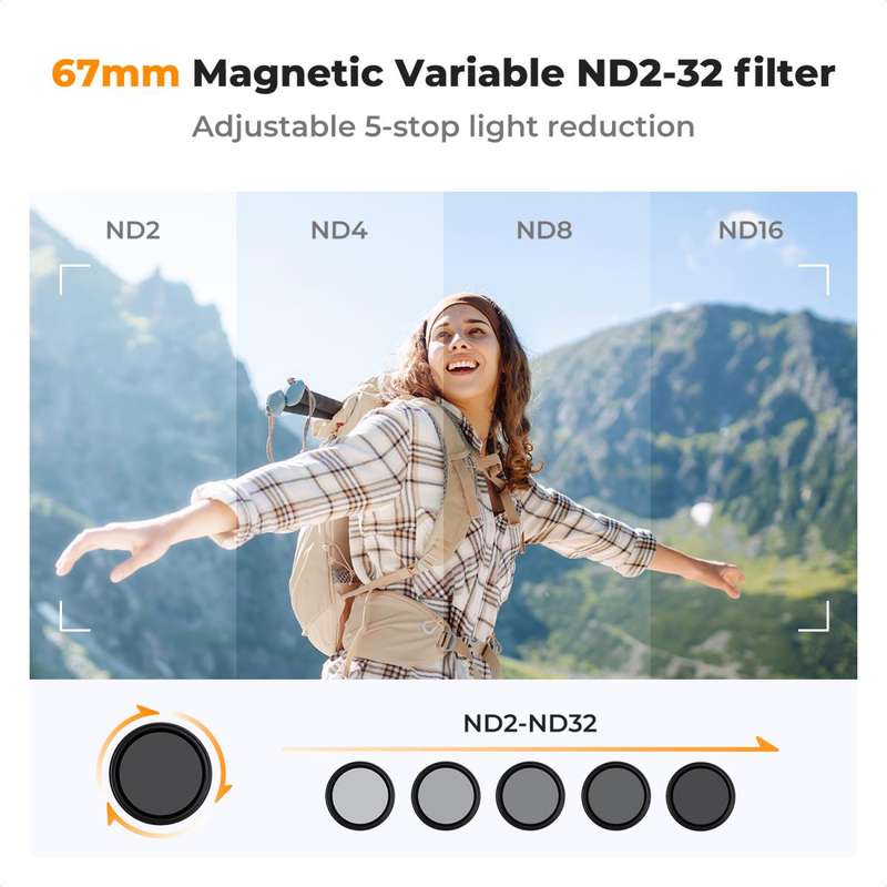 K&F 67mm Magnetic Variable ND Filter for Camera Lenses & Smartphones