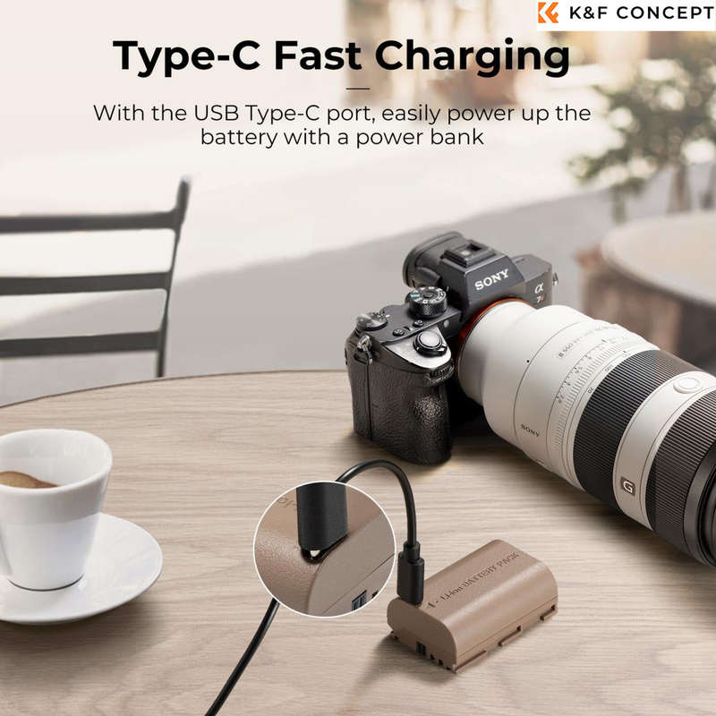 K&F Concept 2250mAh LP-E6NH / LP-E6N / LP-E6 Compatible Battery-Type-C Port