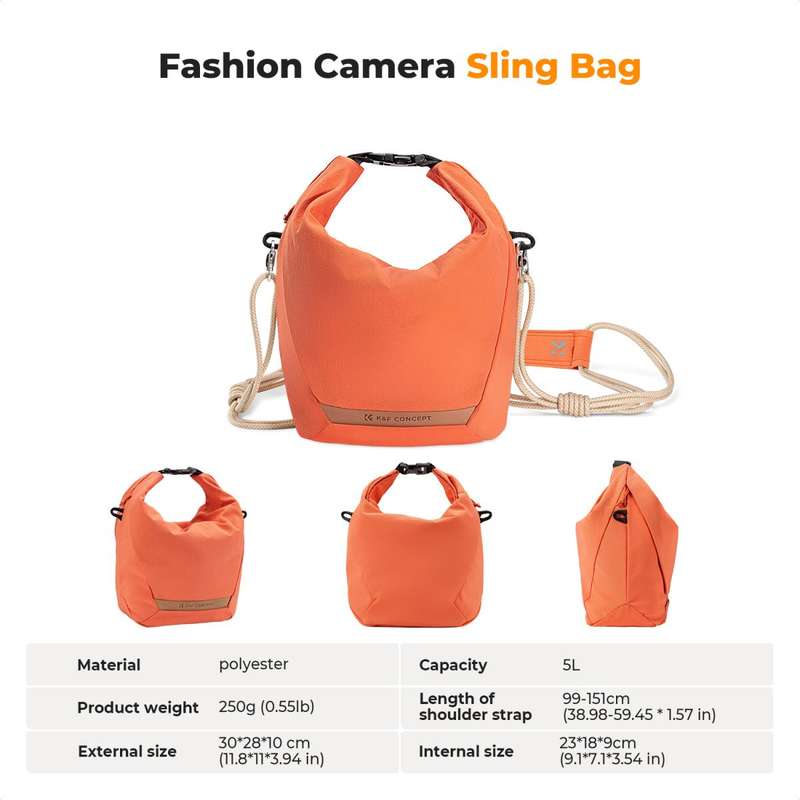 K&F Concept Urban Wander U11 5 Liter Compact Lightweight Versatile Camera Sling Bag  Orange