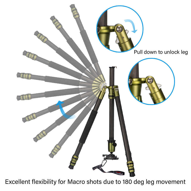 Jenova PRO.J Heavy Duty Professional Carbon Fibre Tripod 25kg Capacity Green 35851GN